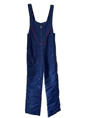 Vintage women’s Obermeyer ski bibs Blue Red Large 14 1980’s